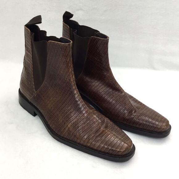 COLE HAAN Alligator Embossed Chelsea Boots Brown Men’s Sz 11.5 M - Picture 2 of 7